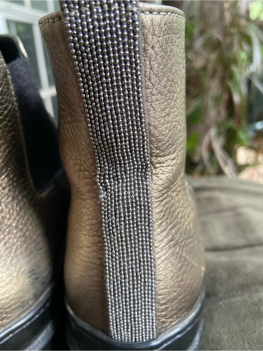 Brunello Cucinelli Metallic Gold Leather Chelsea Boot - Picture 7 of 14